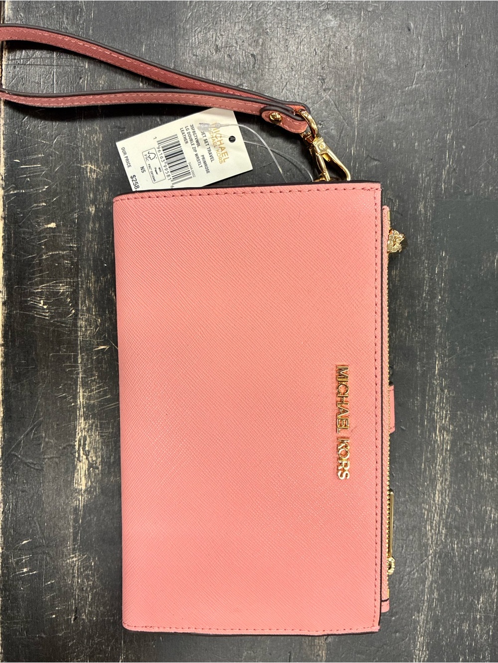 Michael Kors Coral Pink Saffiano Wristlet Clutch